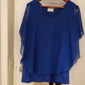 Blue Cold Shoulder Blouse